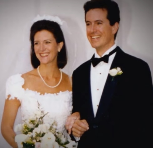 Stephen Colbert and Evelyn McGee at their wedding ceremony